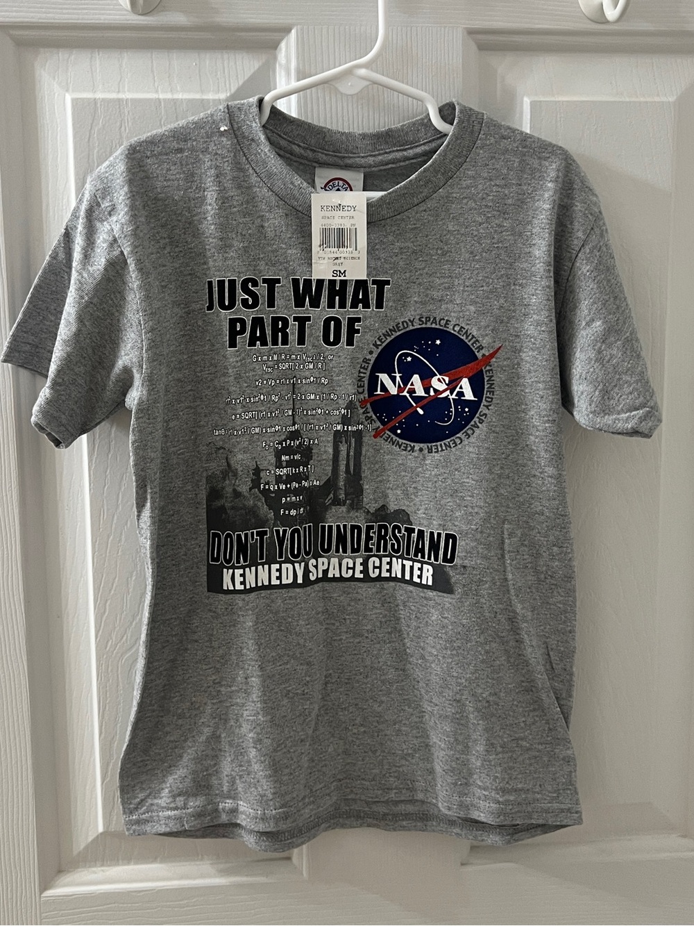 NASA Kids Kennedy Space Center Rocket Cotton Grey T-Shirt Sz S (6-7) New w/tag